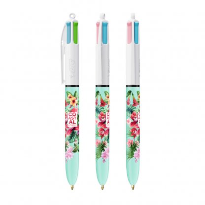 Stylo Bille 4 Couleurs Couleur Tendance BIC 4 COLOURS FASHION Bleu Avec Marquage Quadri