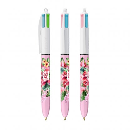 Stylo Bille 4 Couleurs Couleur Tendance BIC 4 COLOURS FASHION Rose Avec Marquage Quadri