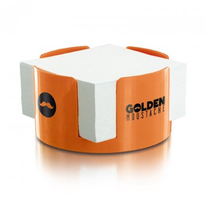 Porte Bloc Note Cube En Plastique Polystyrène Cristal POP BLOC Orange Avec Marquage