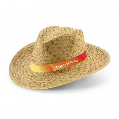 Chapeau En Paille Naturelle BICOLOR Avec Marquage