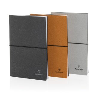 carnet de notes a5 publicitaire en cuir recyclé dos carré collé eco voyage