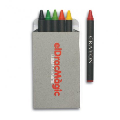 6 Petits Crayons De Cire Noirs Publicitaire Avec Marquage BRABO