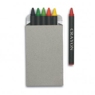 6 petits crayons de cire noirs publicitaire - BRABO