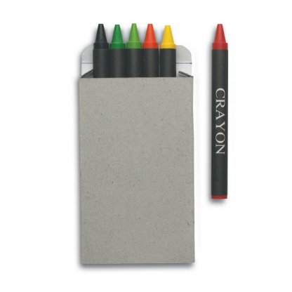 6 Petits Crayons De Cire Noirs Publicitaire BRABO