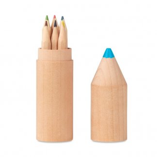 6 petits crayons de couleur dans tube en bois en forme de crayon personnalisable - PETIT COLORET