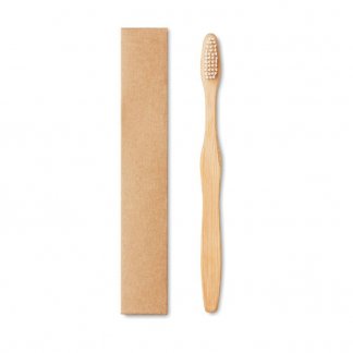 Bosse à dents publicitaire en bambou et nylon - Blanc - DENTOBRUSH