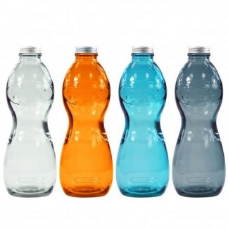 Bouteille personnalisable en verre recyclé - 1000ml - 4 couleurs - AQUA GLOUGLOU