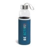 Bouteille Personnalisée En Verre Avec Housse En Soft Shell 520ml Logo Bleu RAISE