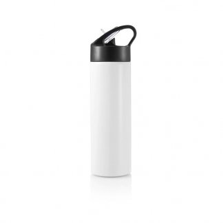 Bouteille sport en acier inoxydable avec paille personnalisée - 450ml - blanc - SPORTINOX