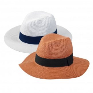 Chapeau promotionnel ajustable en paille de papier - 2 couleurs - FEDORA