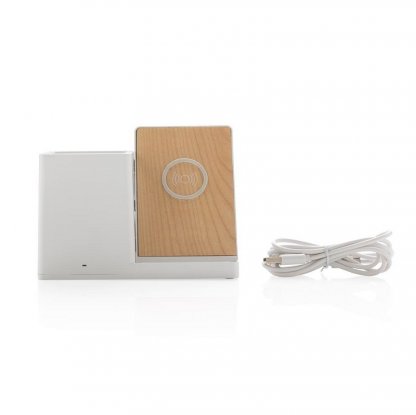 Chargeur Induction USB Personnalisable En Bambou Avec Pot à Crayon ONTARIO