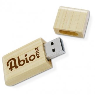 Clé USB publicitaire en bambou - ouverte - NATURA BAMBOU