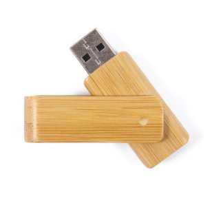 Clé USB publicitaire pivotante en bois ou bambou - a plat - TURN