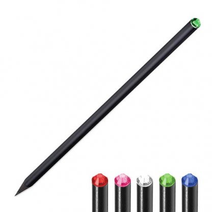 Crayon Noir Avec Cristal Swarovski En Bois Certifié Publicitaire CRYSTAL TIPPED