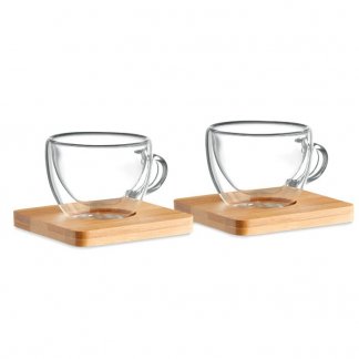 Duo promotionnel de tasses à café verre et bambou - BELIZE