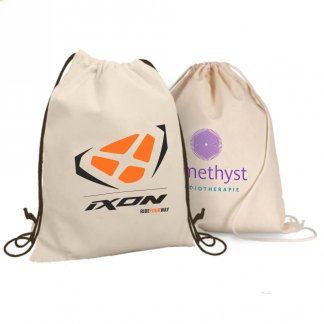 Gym bag publicitaire en coton naturel - 160g - cordons - GAYA
