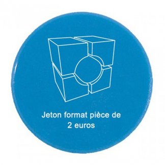 Jeton 2 euros publicitaire en PS cristal - Bleu