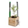 Kit De Plantation Promotionnel Dans Cube En Bois Avec Porte Stylos Avec Gravure CUBE BOIS DE BUREAU