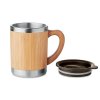 Mug Double Paroi Avec Couvercle En Acier Inoxydable Et Bambou Promotionnel Couvercle 300ml MOKKA