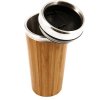 Mug Isotherme Anti Fuites Personnalisé 410ml En Bambou Ouvert WOOD YOU