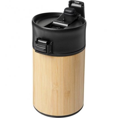 Mug Isotherme Personnalisable En Bambou Et Acier Inoxydable 200ml Noir ARCA