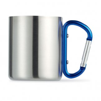 Mug personnalisable avec poignée mousqueton en acier inoxydable - 220ml - bleu - TRUMBO