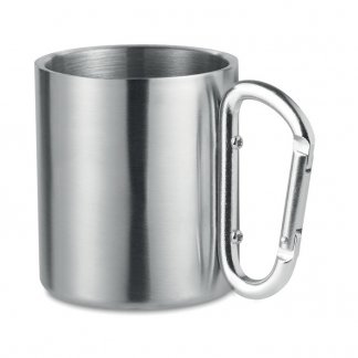 Mug promotionnel avec poignée mousqueton en acier inoxydable - 220ml - métal - TRUMBO