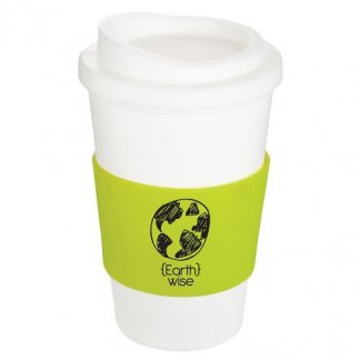 Mug thermos publicitaire 350ml éco-conçu - blanc et vert - AMERICANO