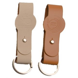 Porte-clés avec médaillon promotionnel en cuir recyclé - KEYS