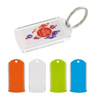Porte-clés étiquette à glissière promotionnel en plastique ABS et PMMA - Toutes couleurs
