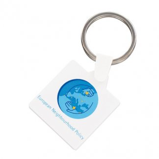 Porte-clés forme rigide publicitaire en plastique polystyrène choc - carré