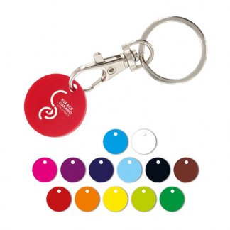 Porte-clés jeton promotionnel pour caddie en plastique polystyrène cristal - Toutes couleurs