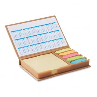 Set mémos avec calendrier dans bloc en carton naturel promotionnel - MEMOCALENDAR