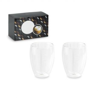 Set personnalisé de 2 mugs à cappuccino en verre - 350ml - coffret et tasses - CAPPUSET