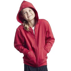 Sweatshirt Avec Zip Enfant Publicitaire à Capuche En Coton Biologique Rouge HOODIE ZIP KIDS