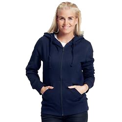 Sweatshirt Avec Zip Femme Publicitaire à Capuche En Coton Biologique Bleu Marine HOODIE ZIP LADIES