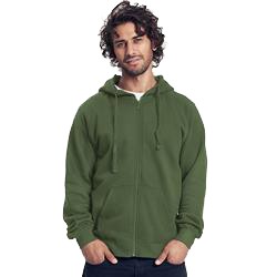 Sweatshirt avec zip publicitaire homme à capuche en coton biologique - kaki - HOODIE ZIP MEN