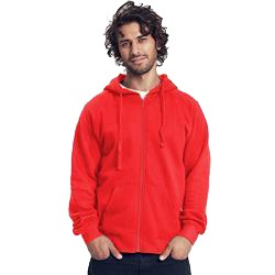Sweatshirt Avec Zip Publicitaire Homme à Capuche En Coton Biologique Rouge HOODIE ZIP MEN