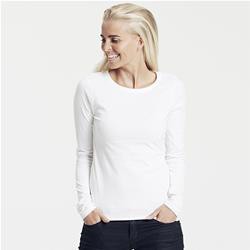 T Shirt Femme à Manches Longues Publicitaire En Coton Biologique Blanc LONGSLEEVE LADIES