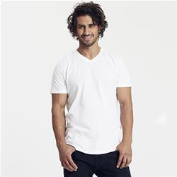 T Shirt Homme Col V Publicitaire En Coton Biologique Manches Courtes Blanc V NECK MEN