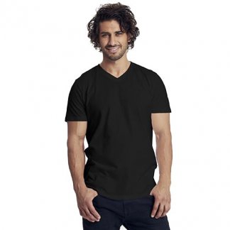 T-shirt homme col V publicitaire en coton biologique - manches courtes - noir - V-NECK MEN
