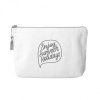 Trousse De Voyage Ou Cosmétique Personnalisée En Coton Biologique Blanc Avec Marquage POMPON Trousse De Voyage Ou Cosmétique Personnalisée En Coton Biologique Blanc Avec Marquage POMPON