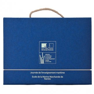 Valisette publicitaire A4 ou A5 en carton recyclé - poignée corde - bleu - VALENTINE