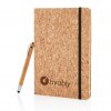 Carnet A5 En Liège + Stylet / Stylo En Bambou Personnalisable Avec Marquage LIVABLY