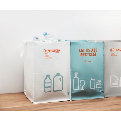 Set De 3 Sacs à Déchets En Bouteilles Plastiques Recyclées THREE BIN Avec Marquage
