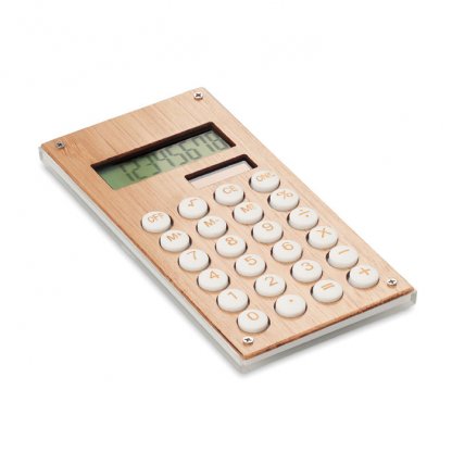 Calculatrice De Poche Solaire En ABS Et Bambou CALCUBAM
