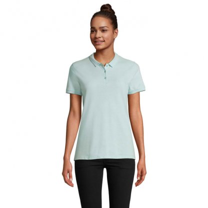 Polo Femme En Coton Bio 170g PLANET WOMEN Bleu Arctique