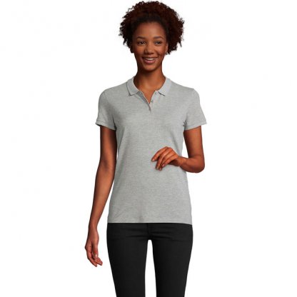 Polo Femme En Coton Bio 170g PLANET WOMEN Gris Chiné