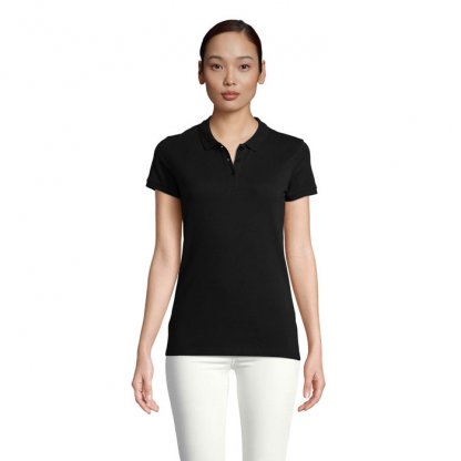 Polo Femme En Coton Bio 170g PLANET WOMEN Noir