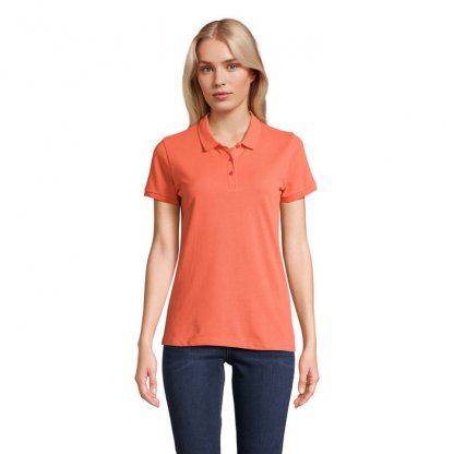 Polo Femme En Coton Bio 170g PLANET WOMEN Pop Orange